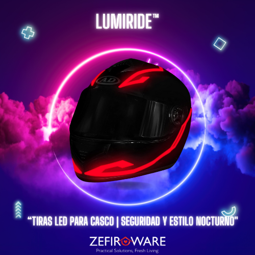 "LumiRide™ - Tiras LED para Casco | Seguridad y Estilo Nocturno"